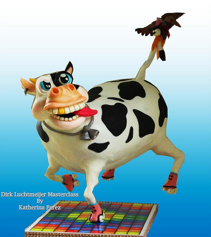 Funky cow gravity defying cake