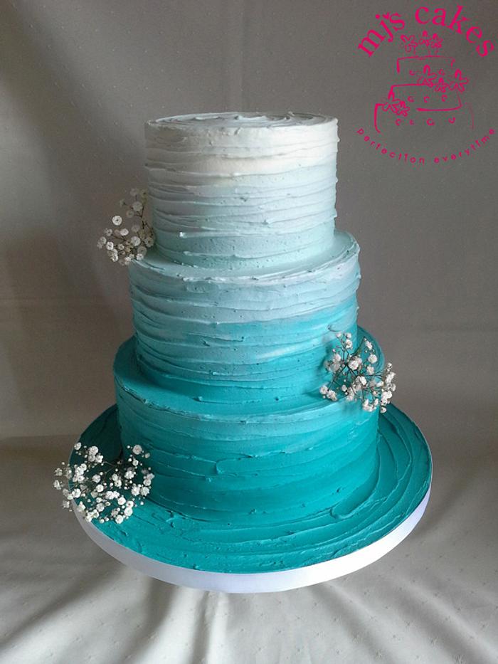 Rustic Ombre Blue Wedding Cake
