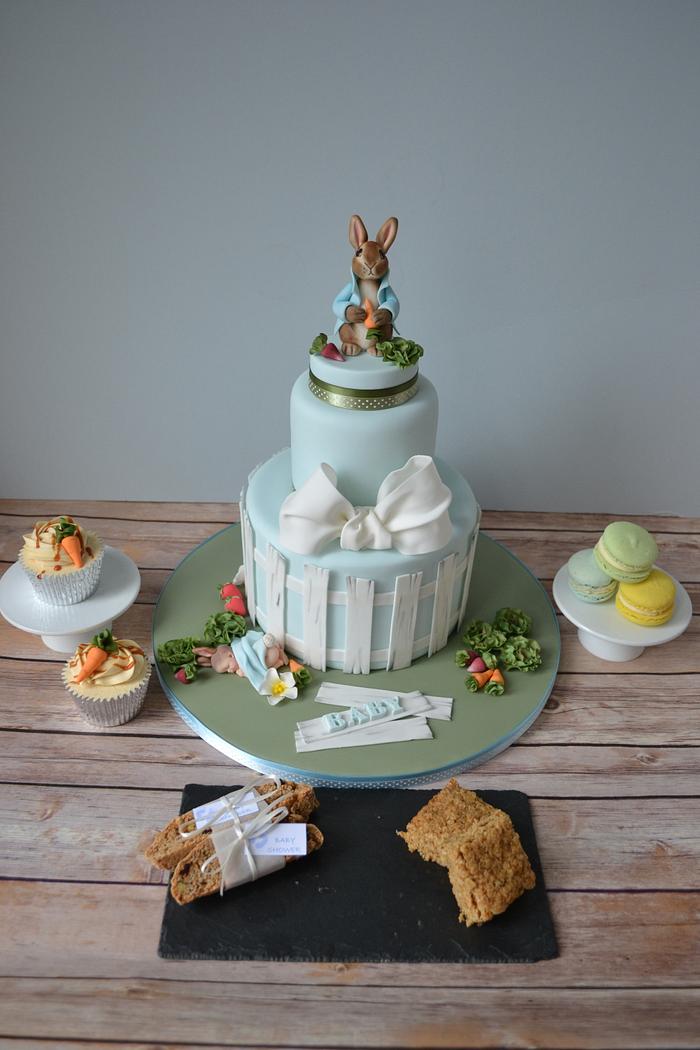 Peter Rabbit themed baby shower afternoon tea