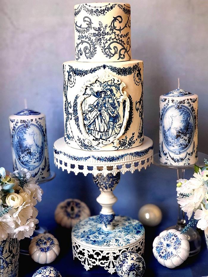 vintage ming porcelain cake 