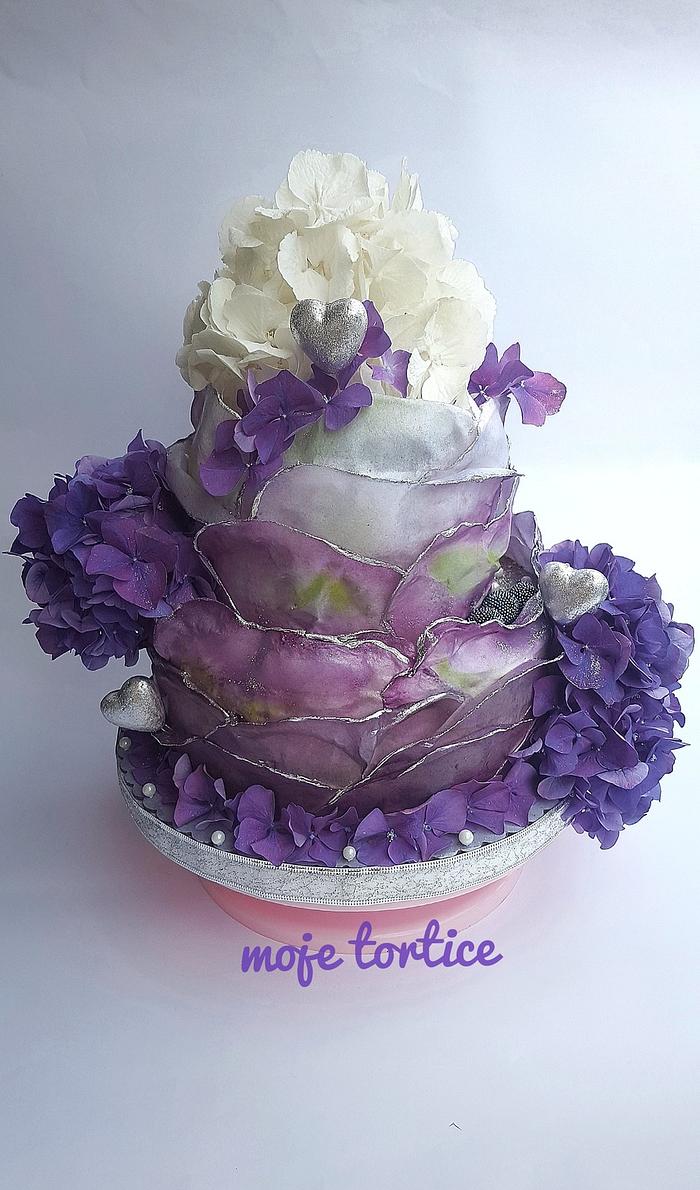 Hydrangea Italian Cream Birthday Cake - CakeCentral.com