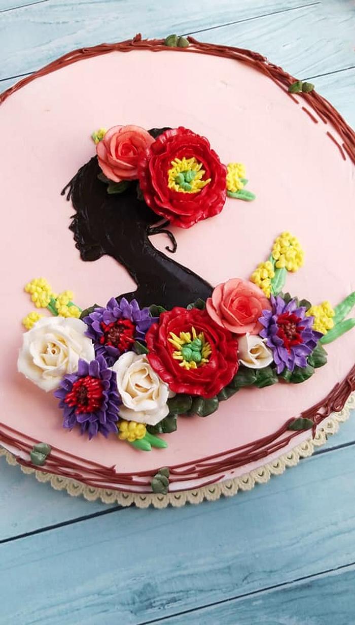 Women's day flower butter cream cake