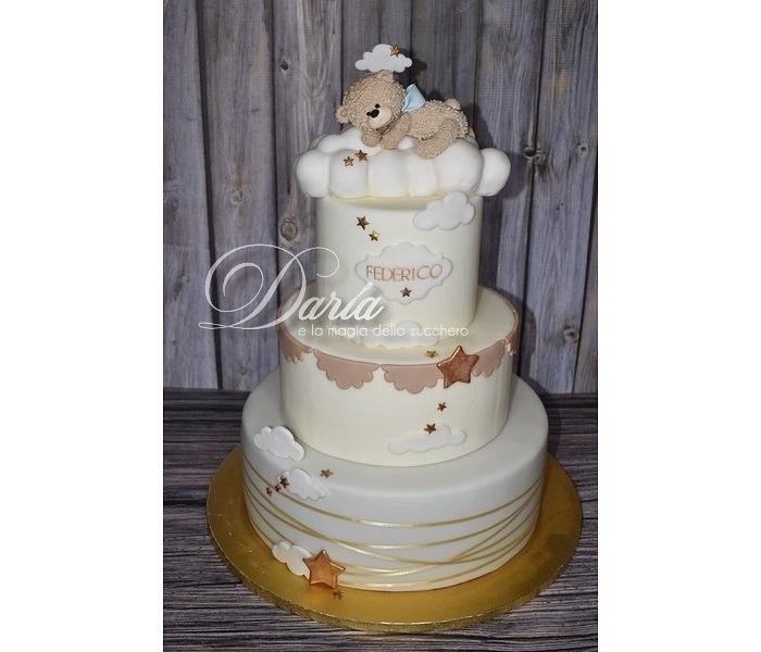 Teddy bear on the cloud cake