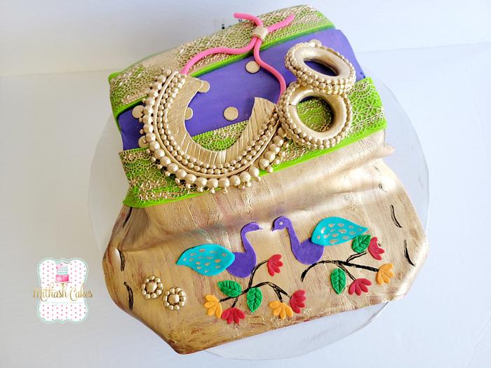 Indian Saree and jewelry  cake 