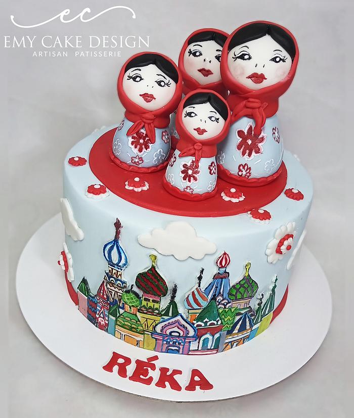 Matryoshka Russian painted cake
