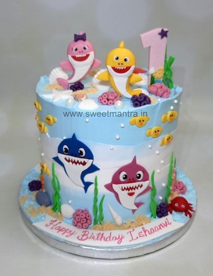 Baby Shark theme cake in cream