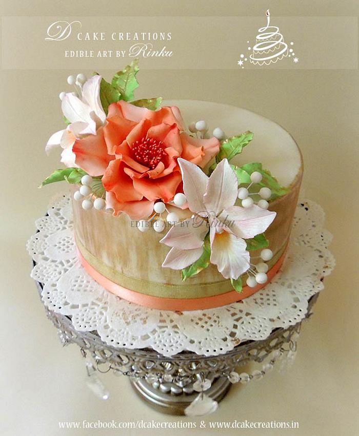 Rose & Orchid Cake