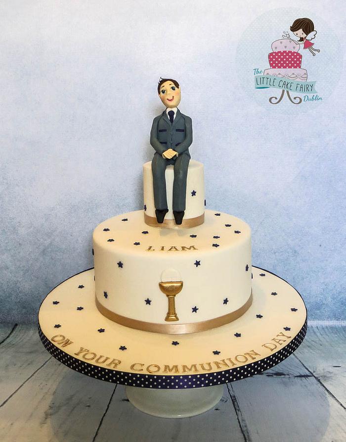 Navy and Gold Communion Cake