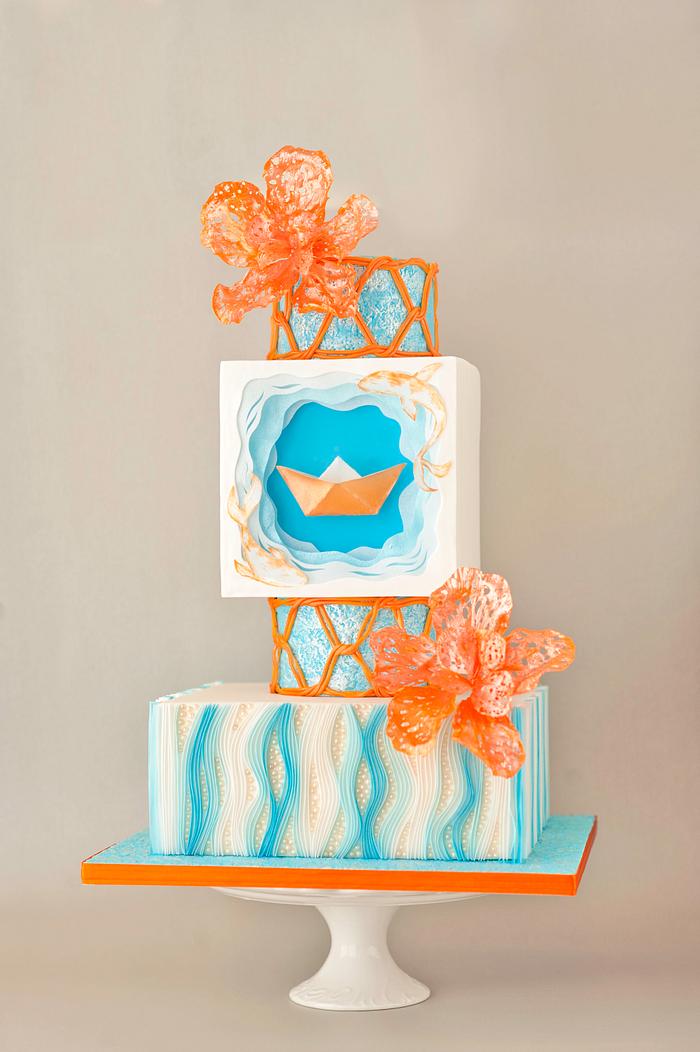Origami Boat wedding cake