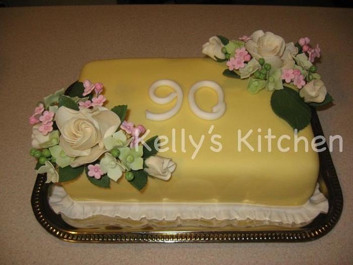 Floral 90th birthday cake