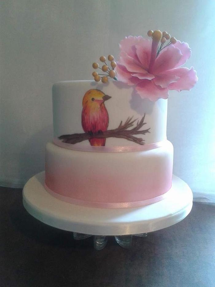 Painted bird cake