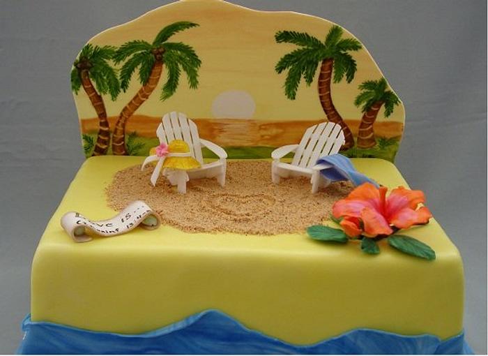 Hawaiian Sunset Wedding cake