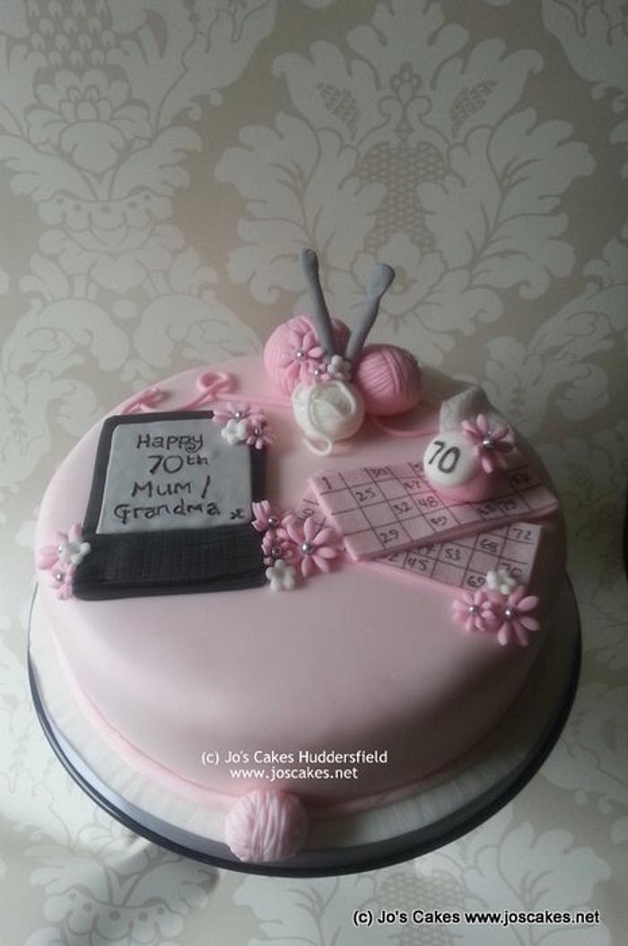 Pink and Silver 70th Birthday Cake