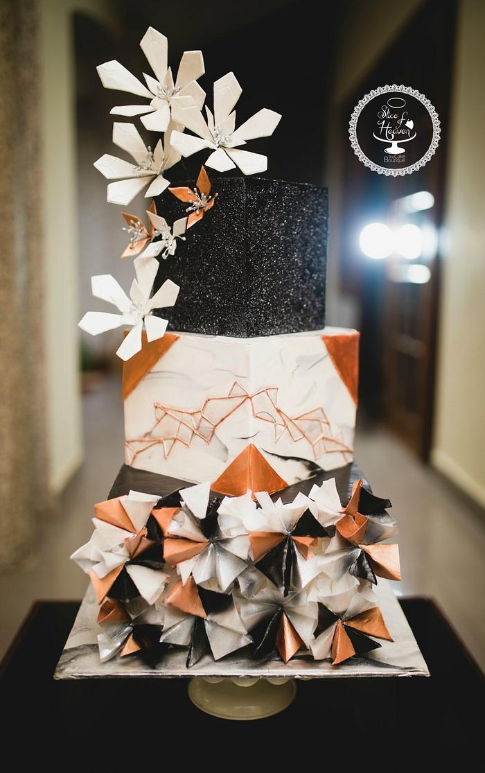 Modern Geometric Inspired Wedding Cake