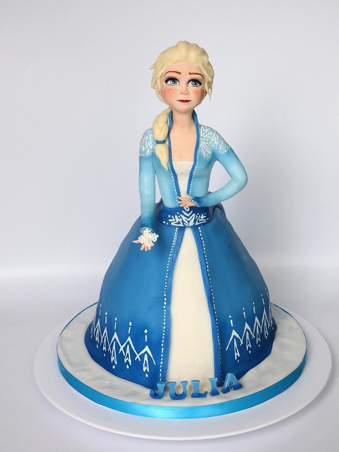 Elsa doll cake 