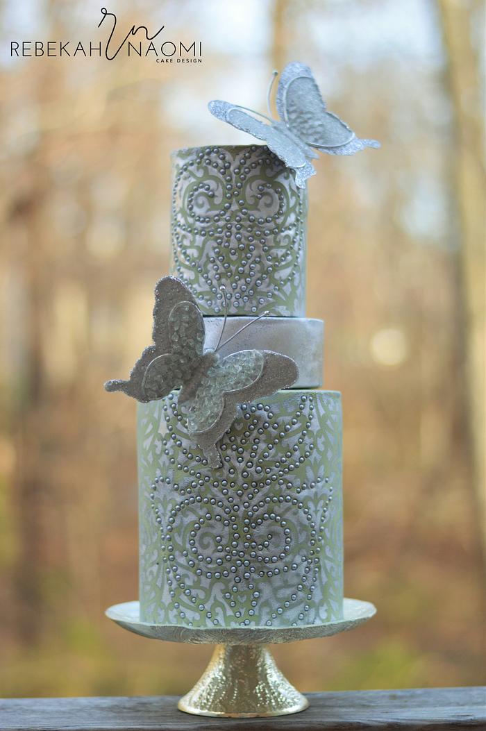 Woodland Butterflies Wedding Cake