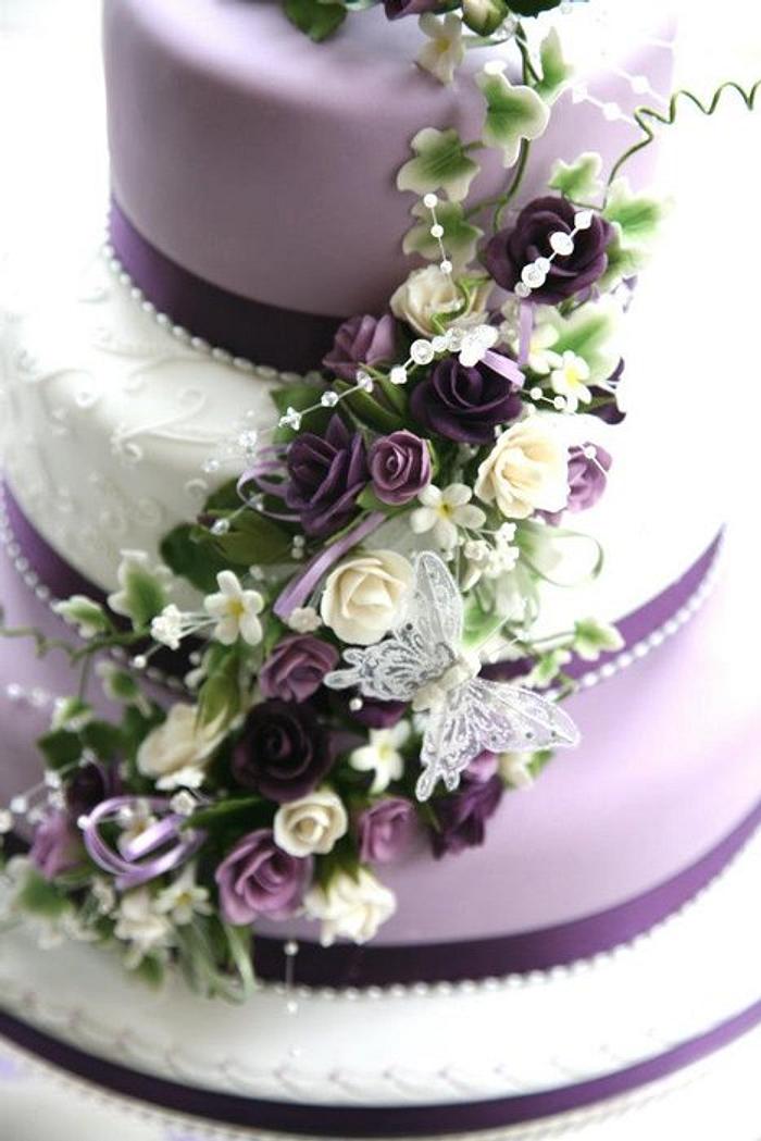 Pretty Purple Wedding Cake