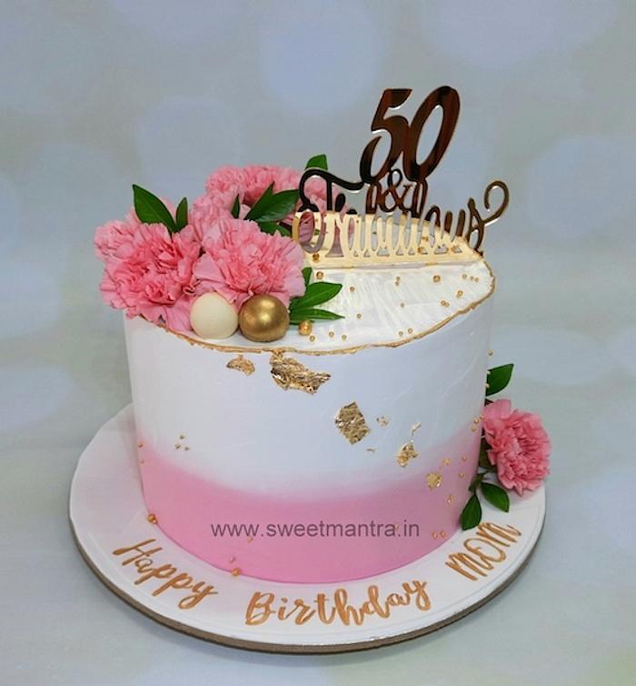 Golden / Black 1 Pc Happy Birthday Mom Cake Topper, Packaging Type: Packet