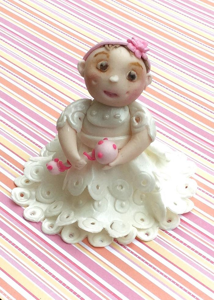 Baby in Christening  Outfit cake topper