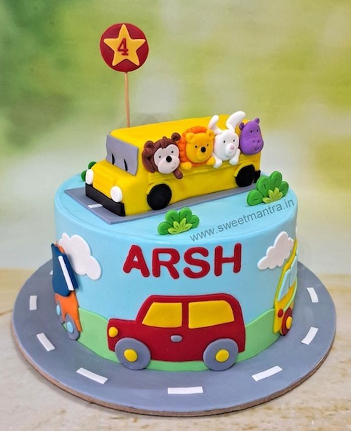 Wheels on the bus cake