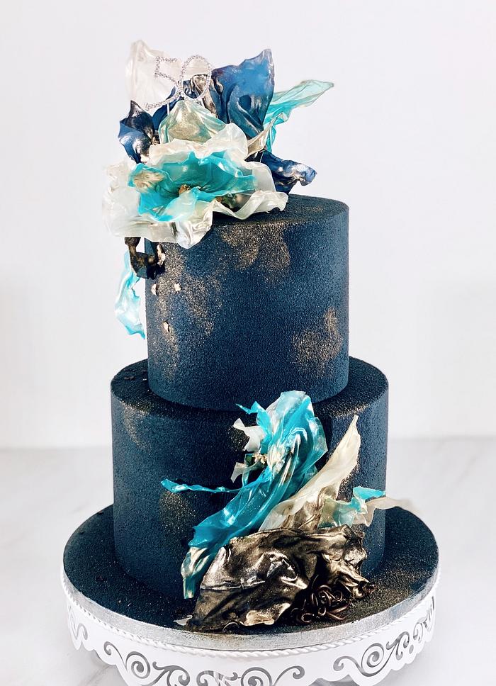 Three Tier Horizontal Lines Texture Faux Wedding Cake - Etsy