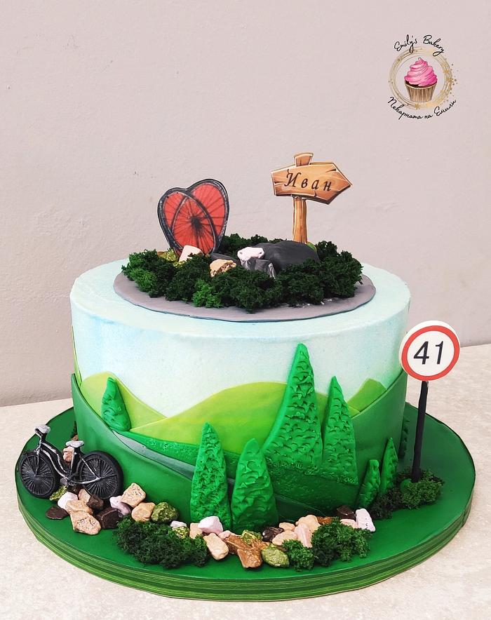 Mountain biker cake