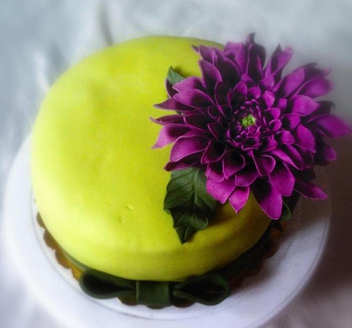 Cake with dahlia flower