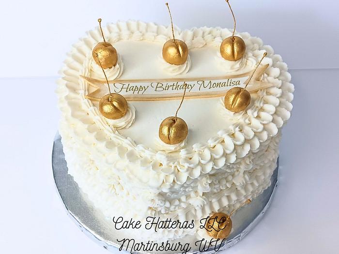 White and Gold Birthday Cake