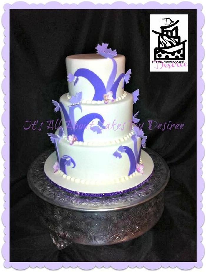 Purple Swirl Butterfly Wedding Cake