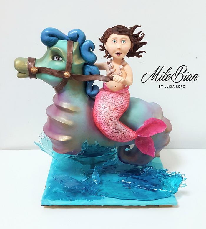 Little Mermaid and seahorse