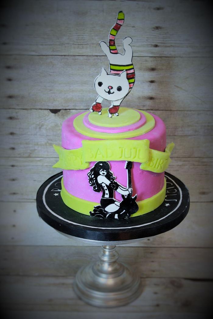 Roller derby kitty cake for Bad JuJu