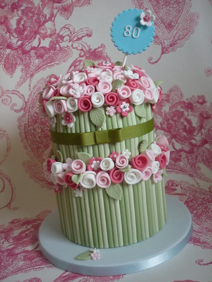 Two tier rose bouquet cake