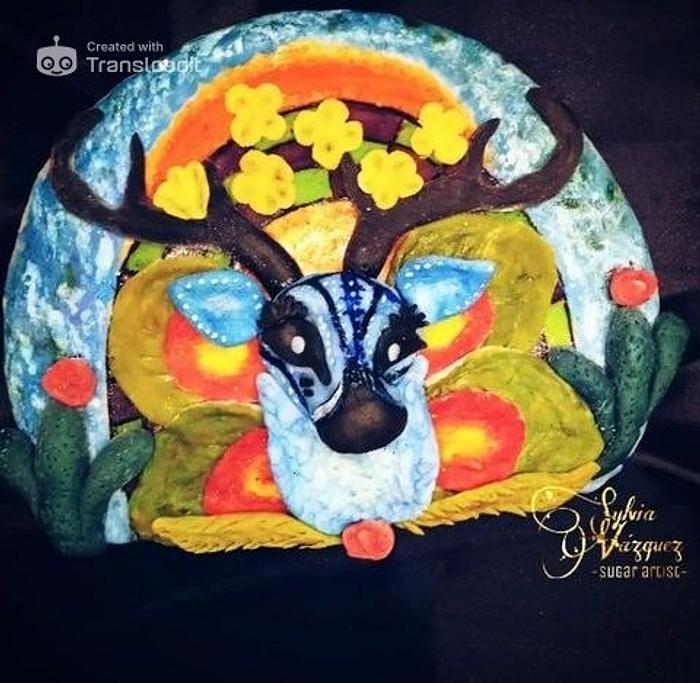 "The Blue deer and peyote" • Folk art collab