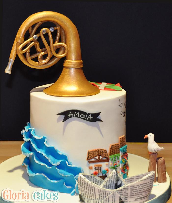 Birthday Cake with French horn