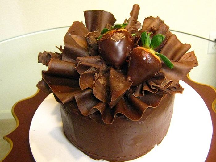 Chocolate Ruffled Birthday Cake
