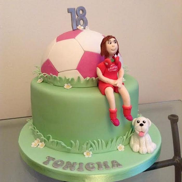 Girl's football cake