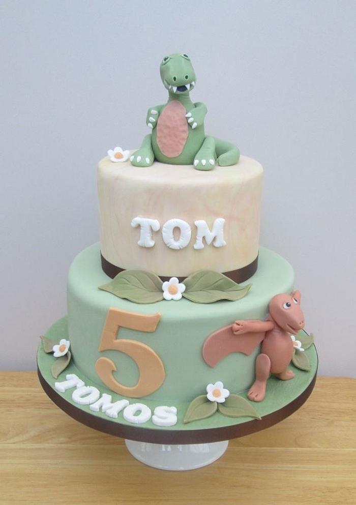 Two tier dinosaur cake
