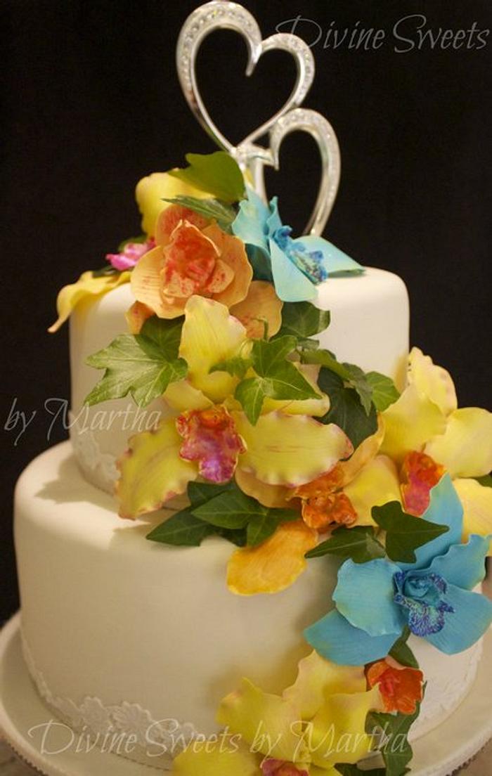 GUM PASTE ORCHIDS...Wedding Cake