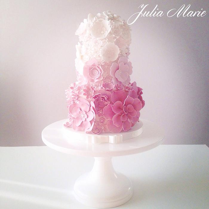 Pink Appliqué Wedding Cake