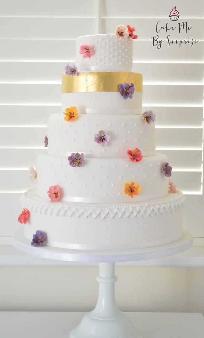 Falling Pansy Wedding Cake