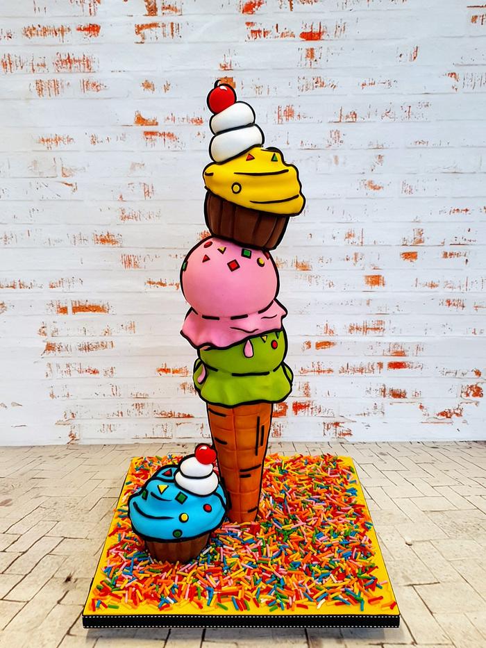 3D Comic style ice cream cake