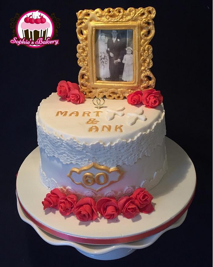 60th wedding anniversary cake
