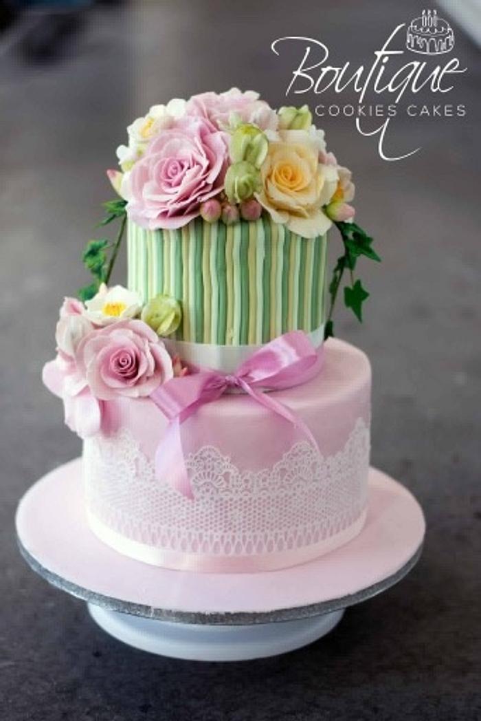 Pink romantic cake