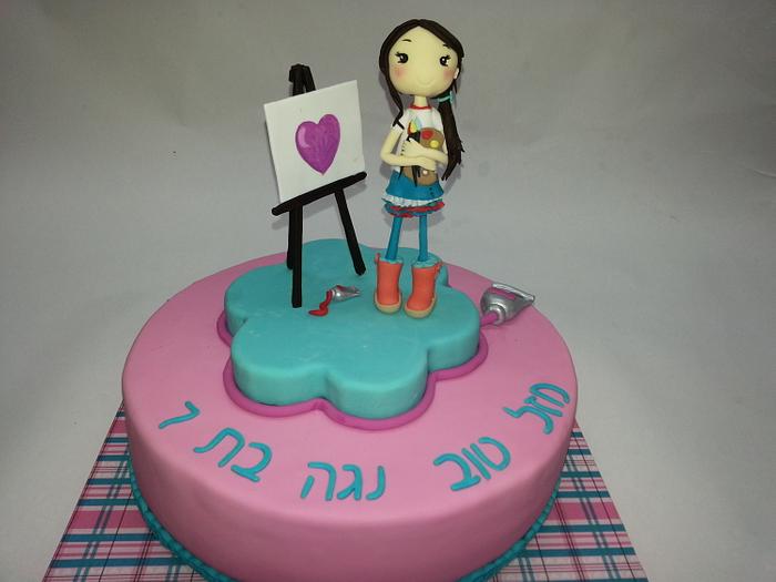 painting girl cake