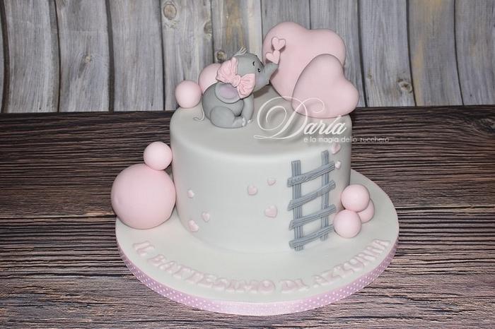 Baby elephant baptism cake
