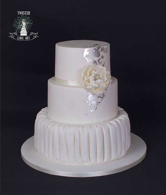 White silver wedding Cake