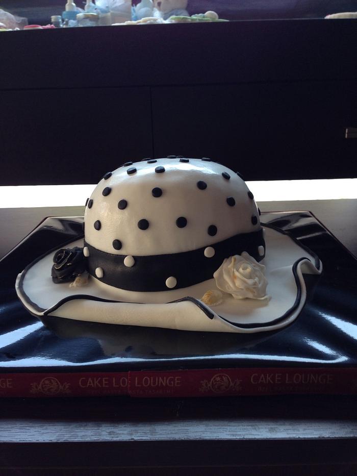 Hat shaped Birthday Cake with polkadots