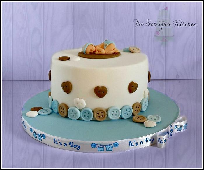 Cute As A Button Baby Shower Cake 