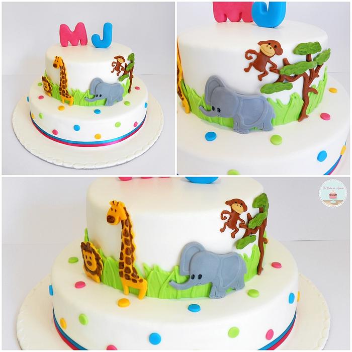 First Birthday Jungle Theme Cake