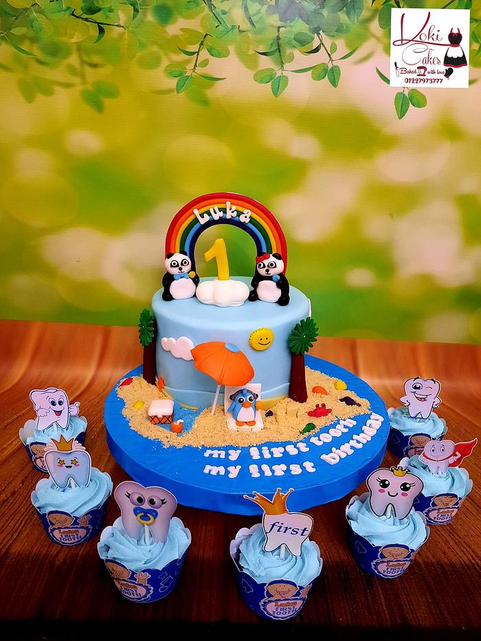 "Baby Bas cake" & "1st tooth cupcakes"